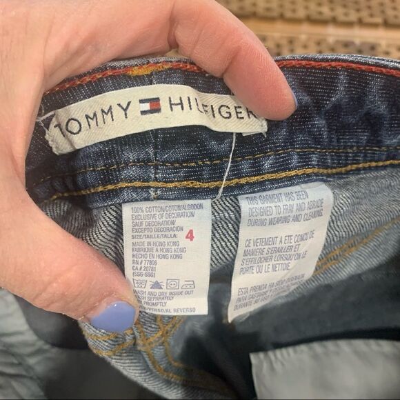 Tommy Hilfiger Distressed Denim A-Line Mini-Skirt, Size 4 - Picture 4 of 7